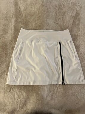 Kinona White Athletic Skort with Black Zip Detail